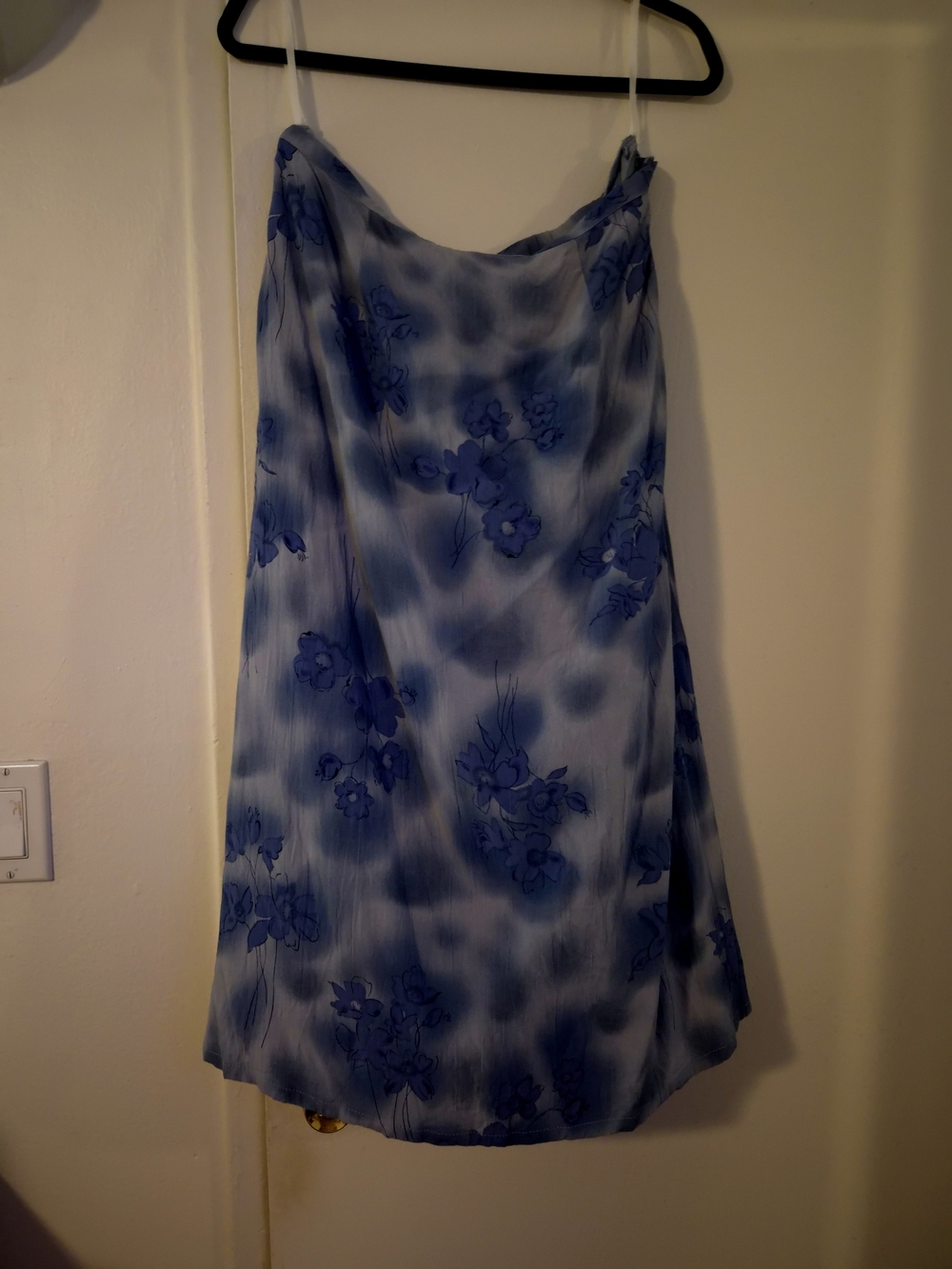 John Paul Richard 90s Boho Grunge Blue Floral Print Maxi Skirt